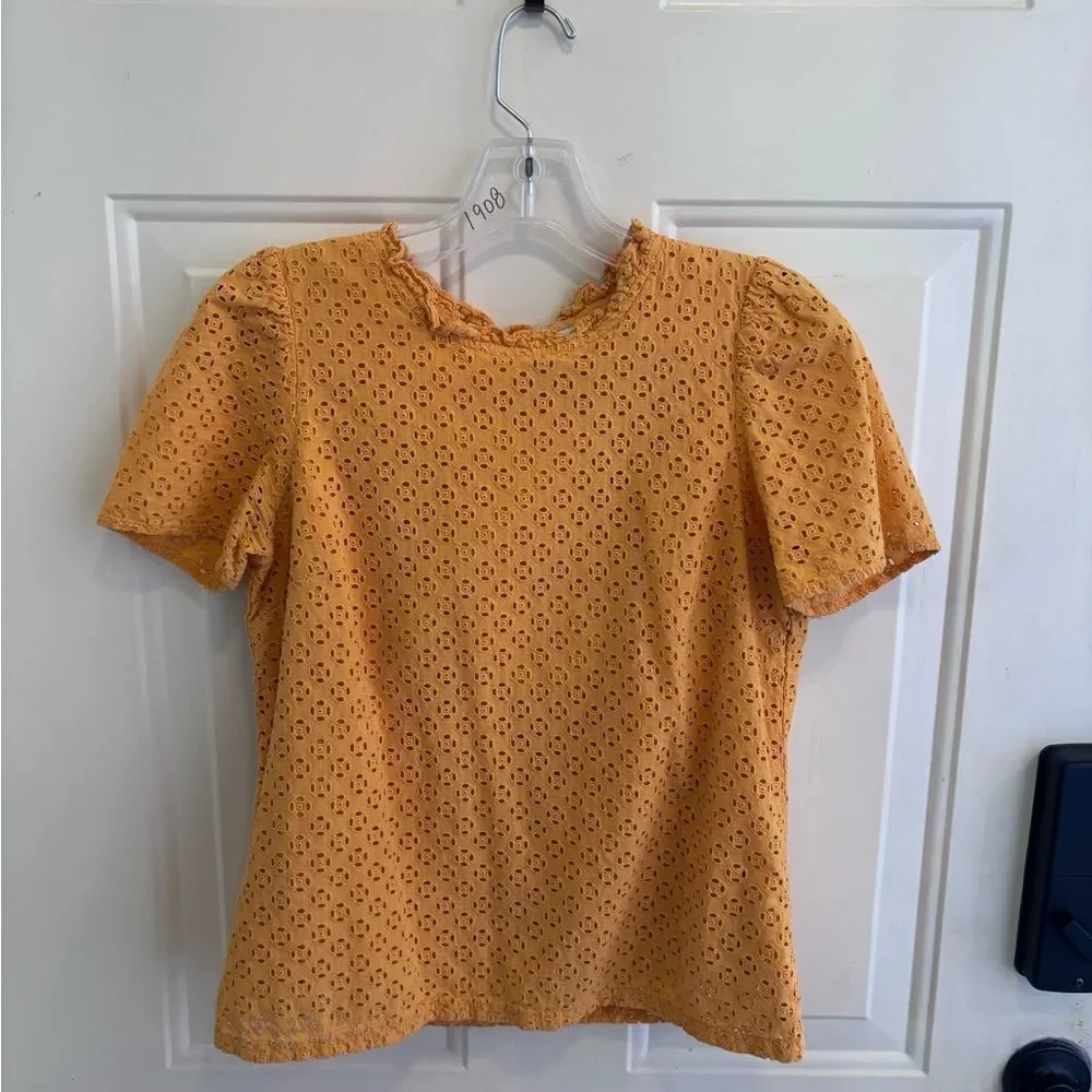 J. Crew Women’s Golden Yellow Eyelet Blouse